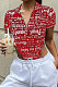 Red Women Printing Gradient Short Sleeve Blouse PY814-3