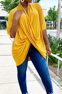 Yellow Fashion Personality Prue Color Loose T-Shirts JC7058-5