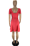 Pink Sexy Casual U Neck Shorts A-Line Dress LYY9311-3