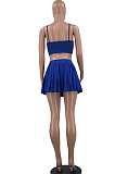 Blue Summer Fashion Sling Tank Pleated Skirt Tennis Sets W8392-2