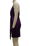 Purple Night Club Sling V Neck Slim Fitting Sexy Dress SMR10093-2