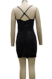 Black Night Club Sling V Neck Slim Fitting Sexy Dress SMR10093-3