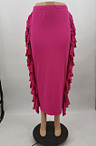Rose Red Cute Two Side Tassel Long Skirts MTY6538-1