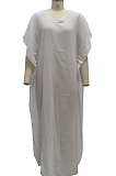 White Summer Fashion Pearl Chiffon Prevent Bask In Dress SMR10091-1