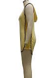 Yellow Fashion Slim Fitting Hoodie Sleeveless Romper Shorts SMR10140-1