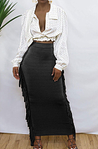 Black Cute Two Side Tassel Long Skirts MTY6538-3