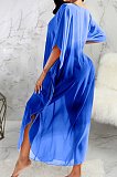 Blue Summer Fashion Pearl Chiffon Prevent Bask In Dress SMR10091-3