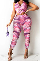 Purple Color Women Ring Sexy Hollow Out PrintingBodycon Jumpsuits PY0830-1