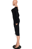 Black Sexy Ruffle Fold Flare Sleeve Boob Tube Top Dress SMD9003-2