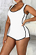 White Fashion Slim Fitting Hoodie Sleeveless Romper Shorts SMR10140-2