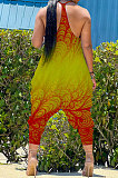 Gradient Red Yellow Women Sexy Gradient Printing Casual Jumpsuits PY826-1