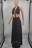 Black Cute Chiffon Boot Tube Top Long Skirts Two Piece MTY6556-1