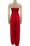 Red Fashion Sexy Boot Tube Top Shirred Detail Wide Leg Jumpsuits DN8615-3
