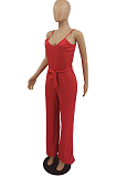 Red Euramerican Cute Pure Color Sling Wide Leg Jumpsuits MTY6560-4