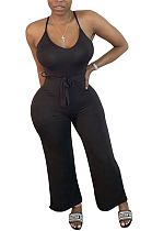 Black Euramerican Cute Pure Color Sling Wide Leg Jumpsuits MTY6560-1