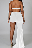 White Summer Fashion Sling Sexy Knotted Strap Flare Jumpsuits PQ8055-2