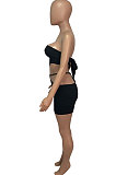 Black Women Chest Wrap Triangular Bandage Hollow Out Sexy Skirts Sets Q889-1