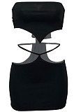 Black Women Chest Wrap Triangular Bandage Hollow Out Sexy Skirts Sets Q889-1