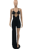 Black Summer Fashion Sling Sexy Knotted Strap Flare Jumpsuits PQ8055-1