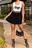 White Black Fashion Tennis Slim Fitting Sport Vest Skirts Sets PY818-2