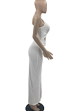 White Sexy Summer Sling Holle Out Open Fork Long Dress PQ8052-1