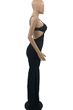 Black Summer Fashion Sling Sexy Knotted Strap Flare Jumpsuits PQ8055-1