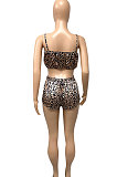 Gold Leopard Women Nightwear Condole Belt Printing Shorts Sets Q888-1