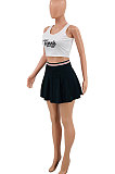 White Black Fashion Tennis Slim Fitting Sport Vest Skirts Sets PY818-2
