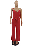 Red Euramerican Cute Pure Color Sling Wide Leg Jumpsuits MTY6560-4