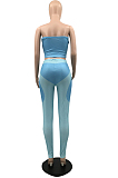 Light Blue Fashion Sexy Boob Tube Top Long Pants Two Piece QSS51022-1