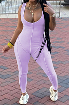 Purple Sexy Casual Pit Bar Bodycon Jumpsuits MLL174-4