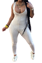 White Sexy Casual Pit Bar Bodycon Jumpsuits MLL174-1