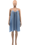 Light Blue Casual Chiffon Sling Backless Mini Dress JC7061-1