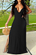 Black Sexy Zipper Low Cut Open Fork Long Dress KSN06002-2