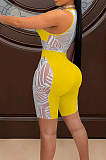 Yellow Euramerican Spliced Sleeveless Fashion Casual Shift Jumpsuits SZS8077-3