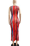 Red Sexy Dew Waist Sleeveless Midi Dress JP1047-1