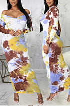 Yellow Fashion Digital Print Long Dress SMR10302-1