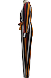 Stripe Fashion Sexy Digital Printing V Neck Wide Leg Jumpsuits SMR10324-2