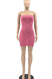 Pink Women Sexy Hollow Out Boob Tube Top Mini Dress JR3634-1