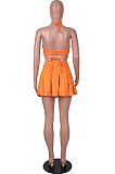 Orange Serxy Sling Halter Neck Strapless Fashion Skirts Sets SZS8080-1