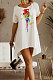 White Euramerican Women Fashion Casual Loose Printing Irregularity Mini Dress ML7445-2