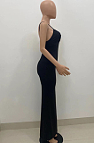 Black Summer Fashion Pure Color Sexy Sling Backless Long Dress ZQ8108-2