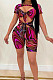 Rose Red Fashion Sexy Printing Slim Fitting Jumpsuits A8610-1