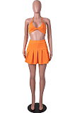 Orange Serxy Sling Halter Neck Strapless Fashion Skirts Sets SZS8080-1