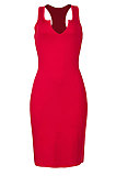 Red Women Trendy Pure Color Sexy Mini Dress MA6710-2