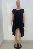 Black Fashion Pure Color Irregularity Mini Dress ZQ8099-2