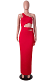 Red From Shoulder Strapless Bowkont Dew Abdominal Sleeveless Fashion Dress SZS8107-1