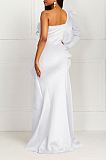 White Fashion Sexy One Shoulder Slim Fitting The Dress Skirt QY5071-3