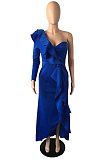 Blue Fashion Sexy One Shoulder Slim Fitting The Dress Skirt QY5071-2