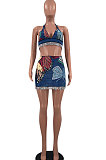 Fashion Casual Tassel Positioning Printing Skirts Sets AYA7024